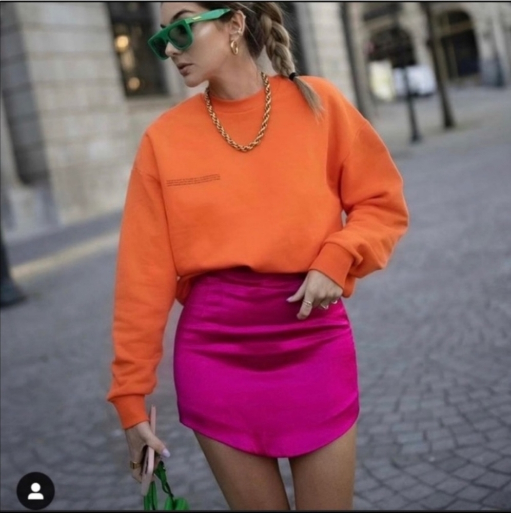 ZARA * PINK SATIN EFFECT MINI SKIRT - Picture 10 of 12